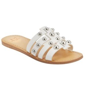 Marc Fisher Pava white leather stud sandal slides